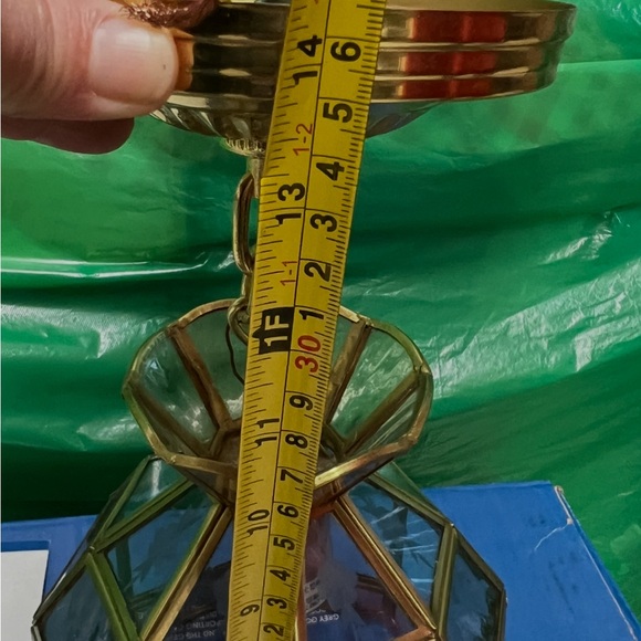 Vintage Hangging Ceiling Light Glass And Metal - Picture 12 of 14